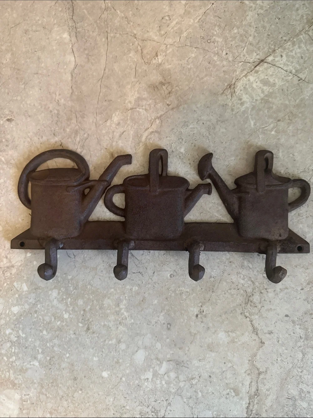 Vintage Cast Iron Watering Can Wall 4-Hook